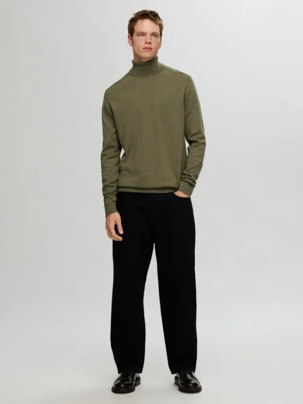 Strik>SELECTED LANGÆRMET RULLEKRAVE PULLOVER Green