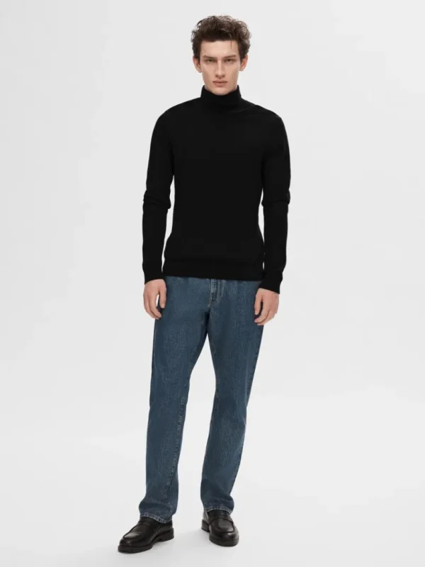 Strik>SELECTED LANGÆRMET RULLEKRAVE PULLOVER Black
