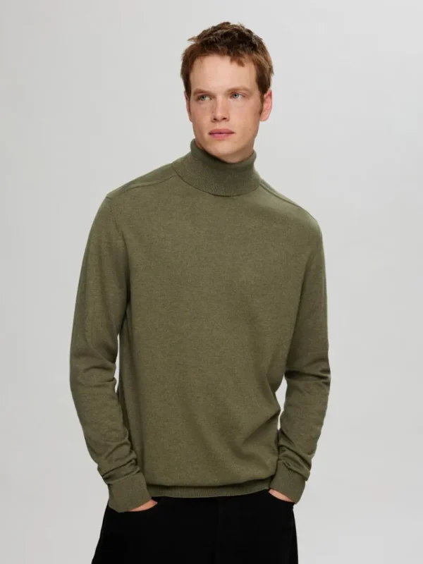 Strik>SELECTED LANGÆRMET RULLEKRAVE PULLOVER Green