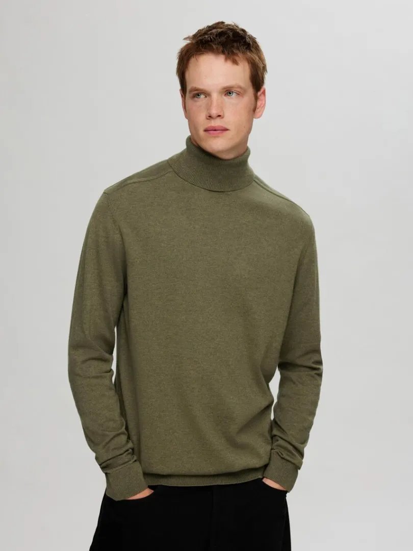 langrmet_rullekrave_pullo_2.webp Strik>SELECTED LANGÆRMET RULLEKRAVE PULLOVER Green