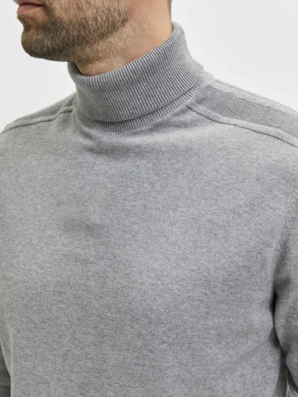 Strik>SELECTED LANGÆRMET RULLEKRAVE PULLOVER Grey