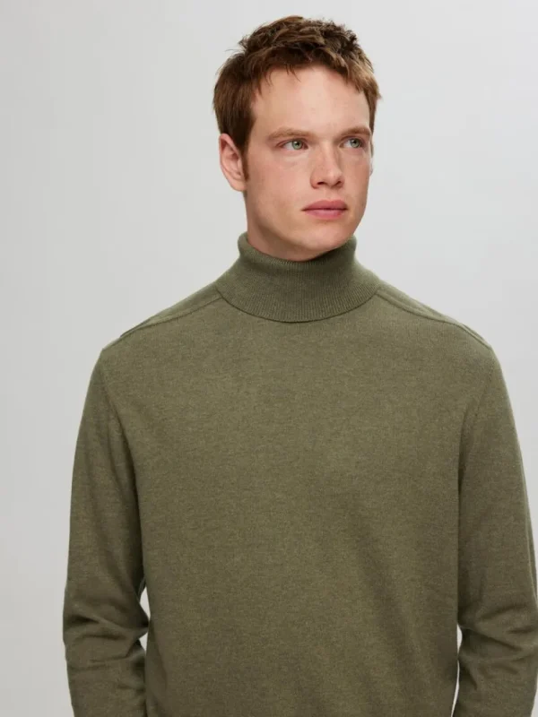 Strik>SELECTED LANGÆRMET RULLEKRAVE PULLOVER Green