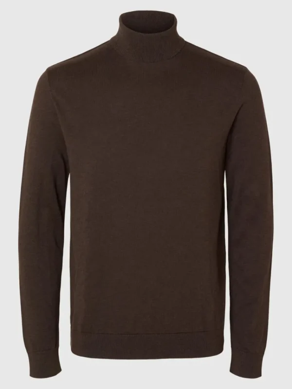 Strik>SELECTED LANGÆRMET RULLEKRAVE PULLOVER Brown