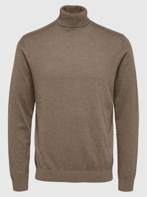 Strik>SELECTED LANGÆRMET RULLEKRAVE PULLOVER Brown