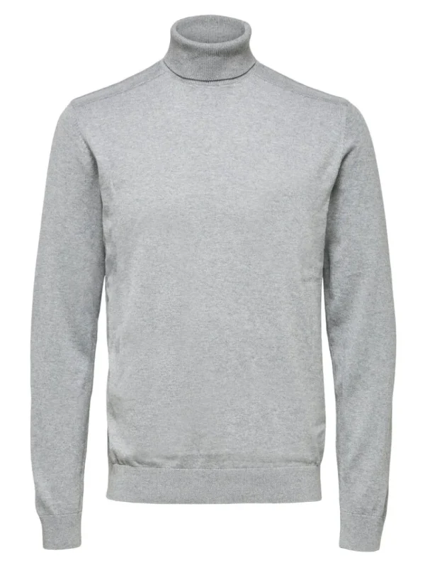 Strik>SELECTED LANGÆRMET RULLEKRAVE PULLOVER Grey