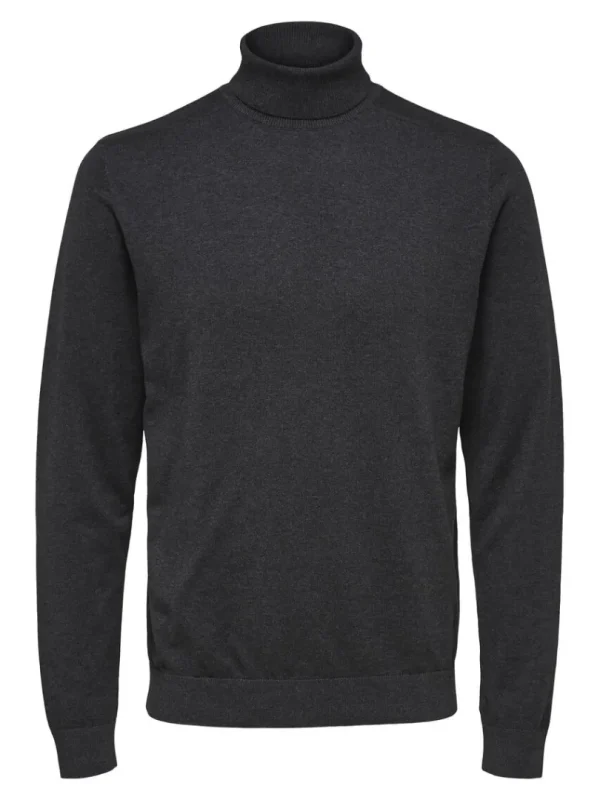Strik>SELECTED LANGÆRMET RULLEKRAVE PULLOVER Grey
