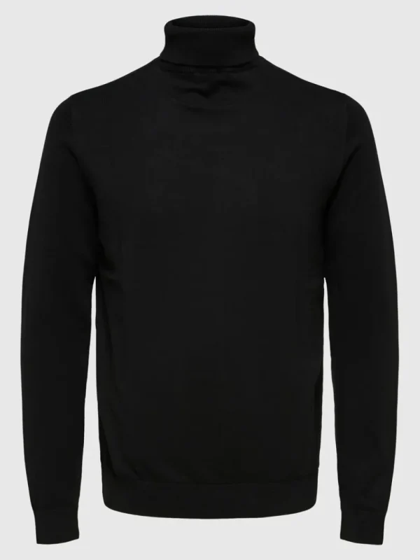 Strik>SELECTED LANGÆRMET RULLEKRAVE PULLOVER Black