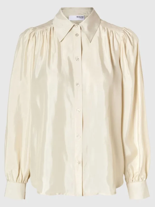 Skjorter>SELECTED LANGÆRMET SATINSKJORTE Beige