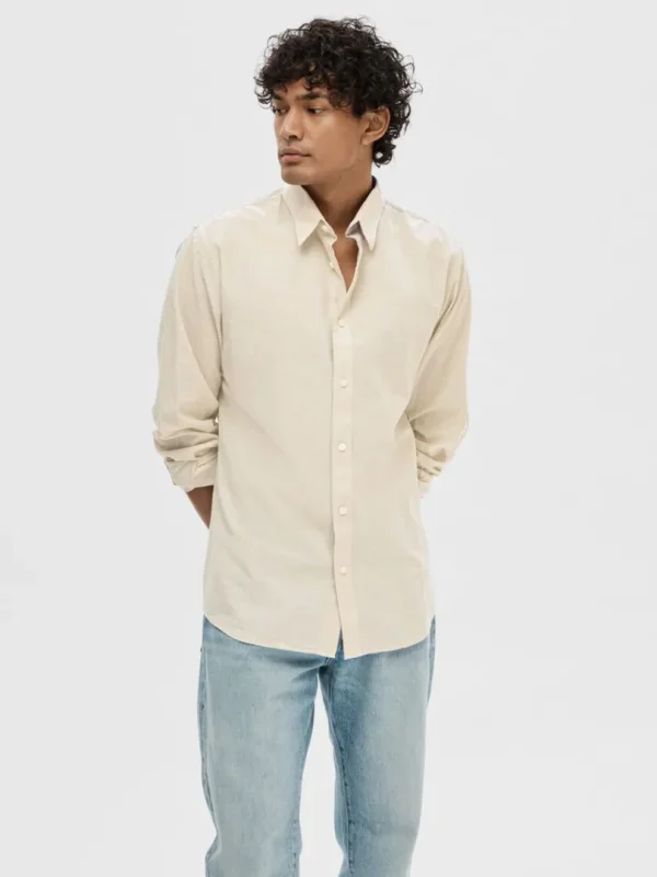 Skjorter>SELECTED LANGÆRMET SKJORTE Beige