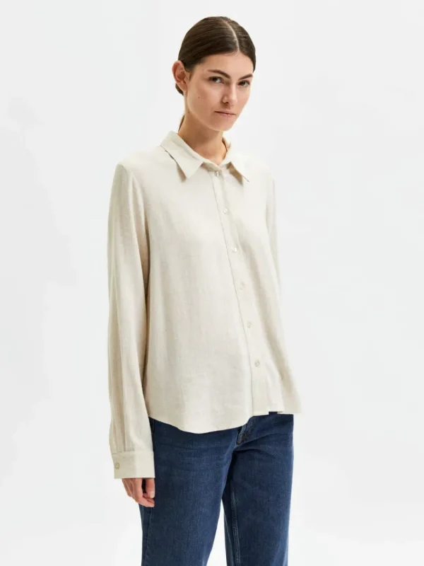 Skjorter>SELECTED LANGÆRMET SKJORTE Beige