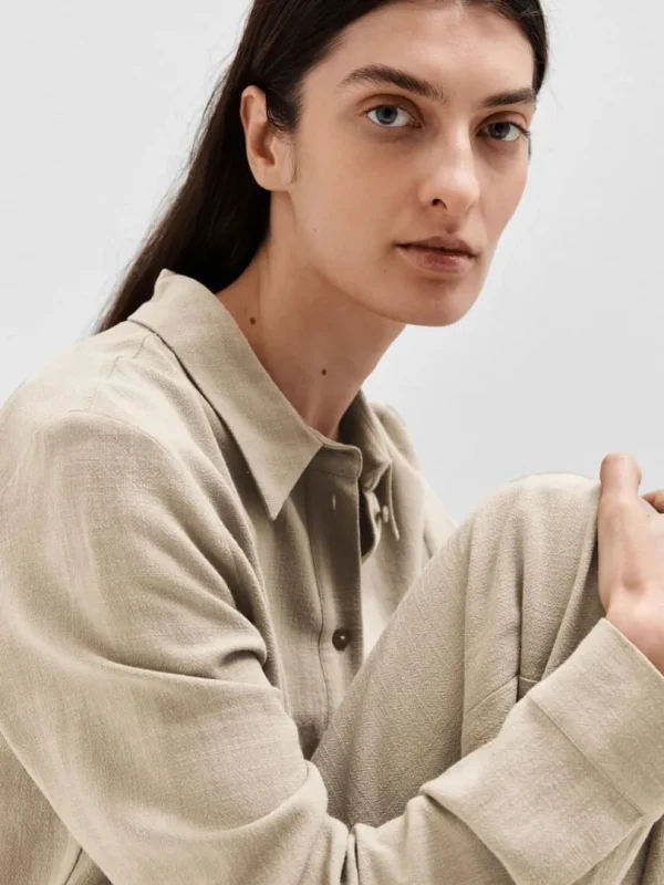 Skjorter>SELECTED LANGÆRMET SKJORTE Beige
