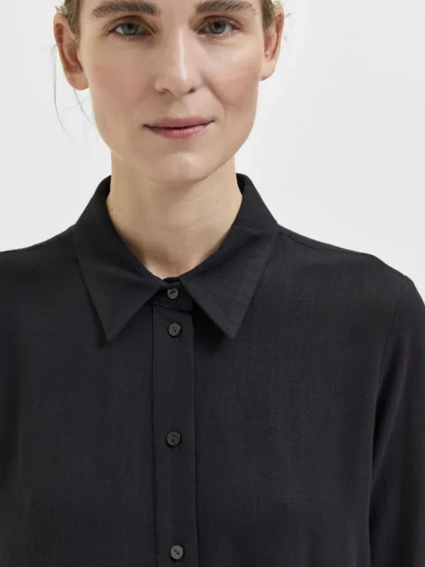 Skjorter>SELECTED LANGÆRMET SKJORTE Black