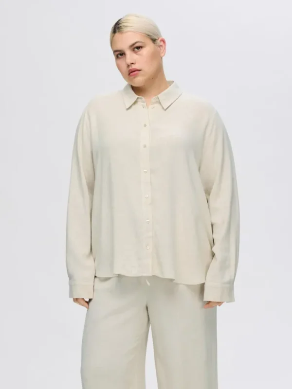 Skjorter>SELECTED LANGÆRMET SKJORTE Beige