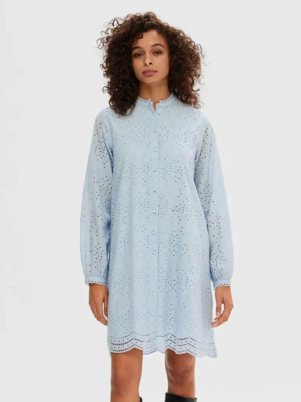 Kjoler>SELECTED LANGÆRMET SKJORTEKJOLE Blue