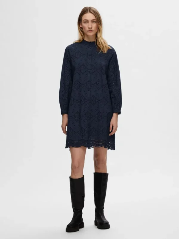 Kjoler>SELECTED LANGÆRMET SKJORTEKJOLE Blue