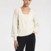 Strik>SELECTED LANGÆRMET SLÅ OM-CARDIGAN White