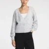 Strik>SELECTED LANGÆRMET SLÅ OM-CARDIGAN Grey