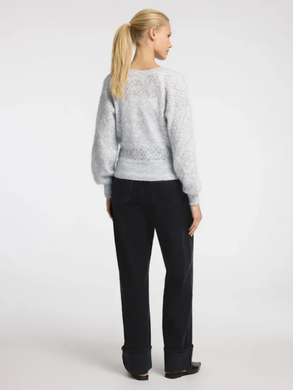 Strik>SELECTED LANGÆRMET SLÅ OM-CARDIGAN Grey