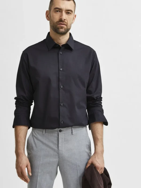 Skjorter>SELECTED LANGÆRMET SLIM FIT SKJORTE Black