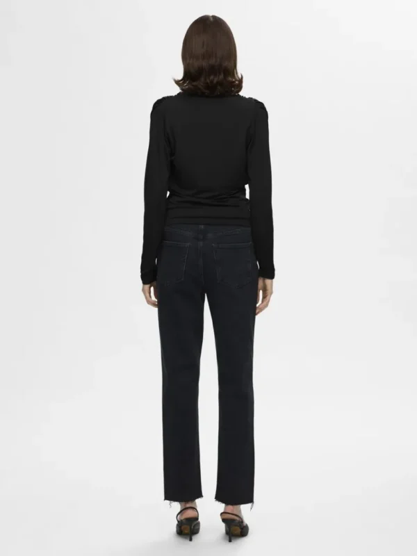 Toppe Og Bluser>SELECTED LANGÆRMET SLÅ-OM BLUSE Black