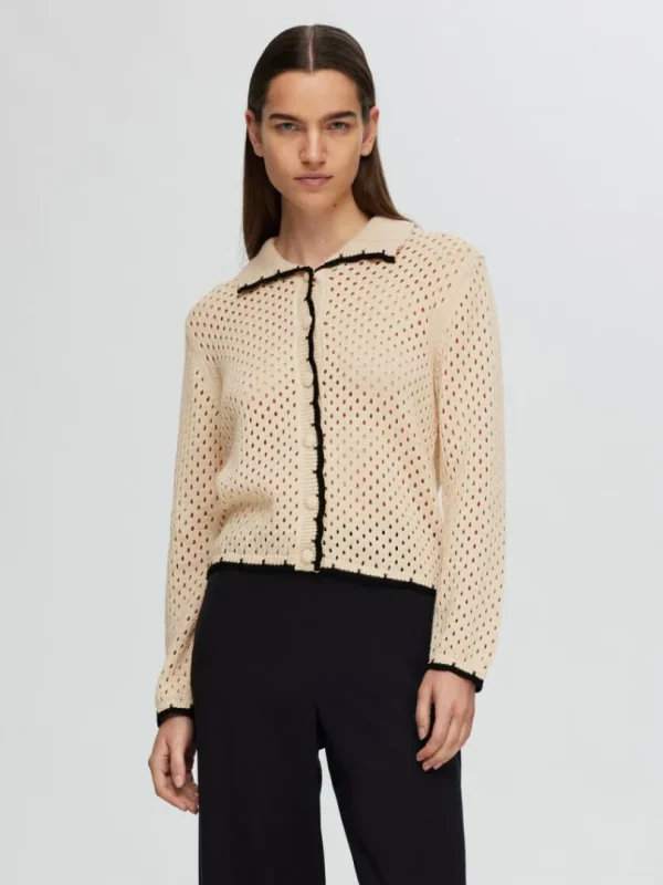 Strik>SELECTED LANGÆRMET STRIKKET CARDIGAN Beige
