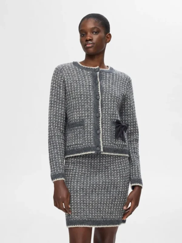 Strik>SELECTED LANGÆRMET STRIKKET CARDIGAN Grey