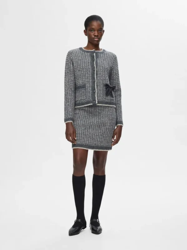Strik>SELECTED LANGÆRMET STRIKKET CARDIGAN Grey