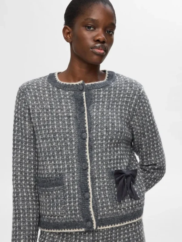 Strik>SELECTED LANGÆRMET STRIKKET CARDIGAN Grey