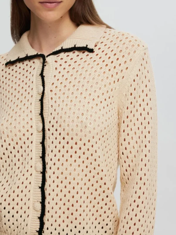 Strik>SELECTED LANGÆRMET STRIKKET CARDIGAN Beige