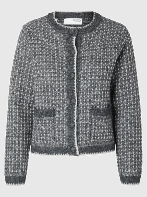 Strik>SELECTED LANGÆRMET STRIKKET CARDIGAN Grey