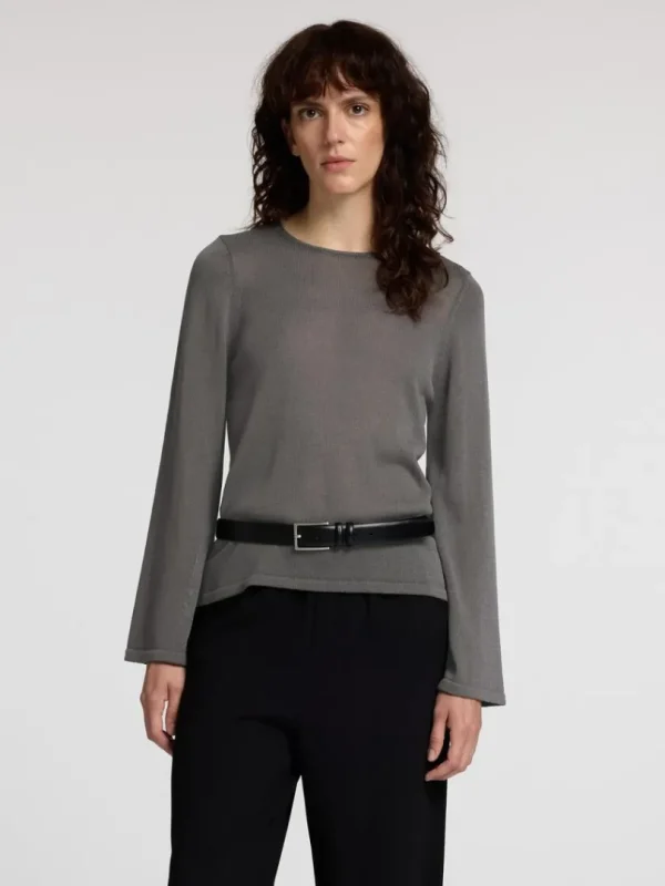 Strik>SELECTED LANGÆRMET STRIKKET TOP Grey