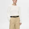 Strik>SELECTED LANGÆRMET STRIKKET TOP Beige