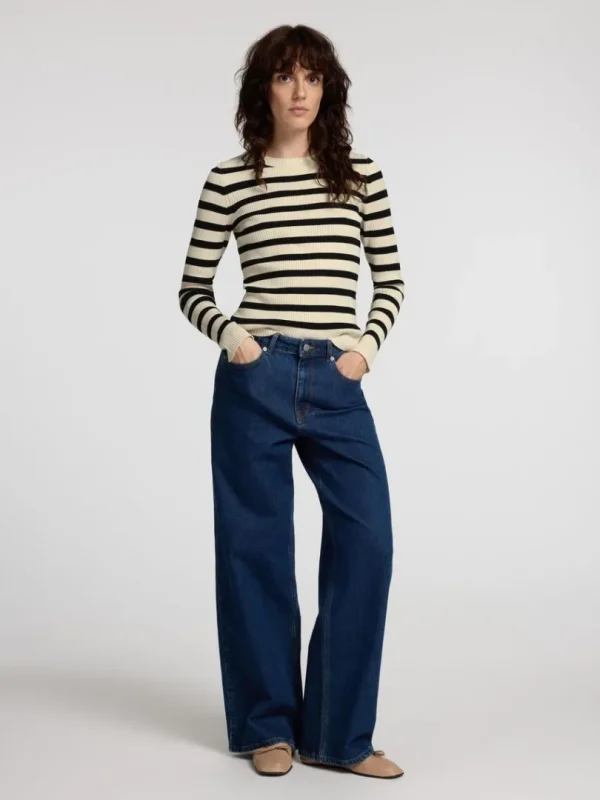 Strik>SELECTED LANGÆRMET STRIKKET TOP Beige