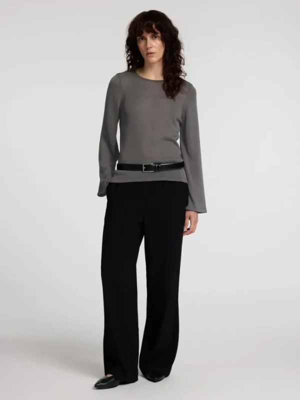 Strik>SELECTED LANGÆRMET STRIKKET TOP Grey