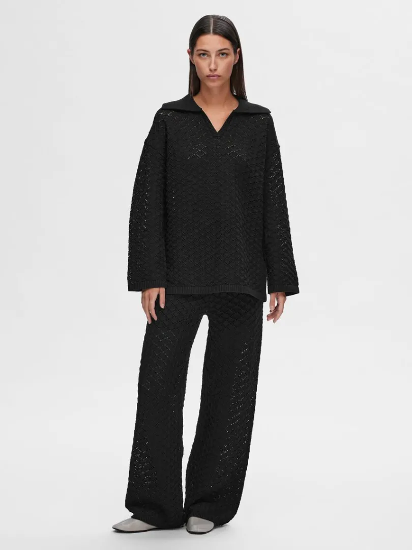 langrmet_strikket_top_1-9.webp Toppe Og Bluser | Strik>SELECTED LANGÆRMET STRIKKET TOP Black
