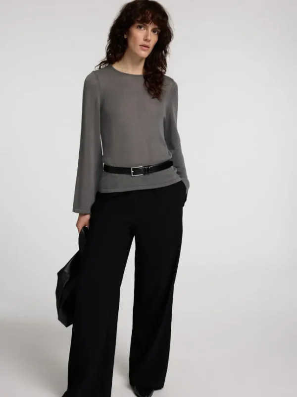 Strik>SELECTED LANGÆRMET STRIKKET TOP Grey