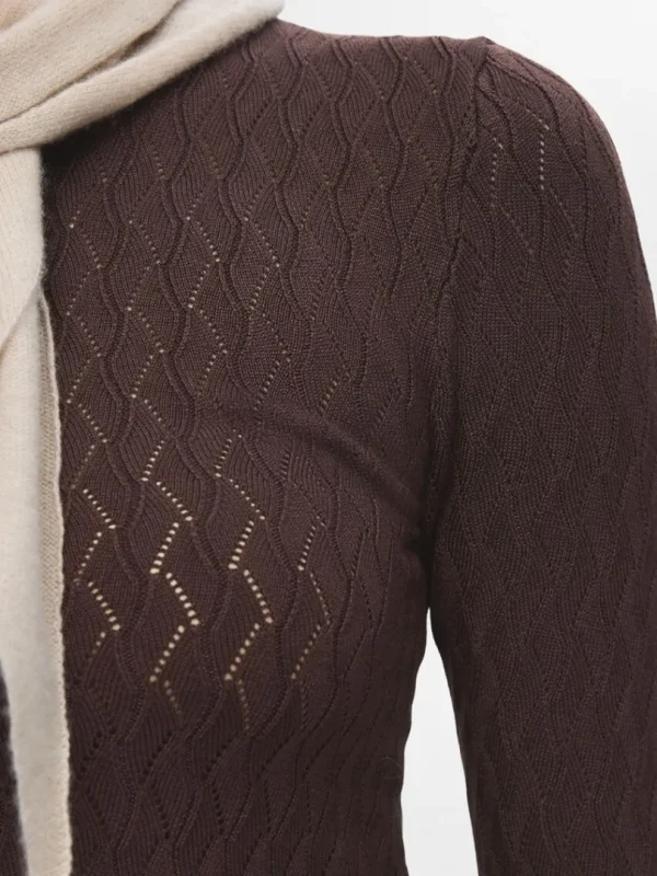 Strik>SELECTED LANGÆRMET STRIKKET TOP Brown