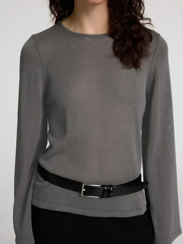 Strik>SELECTED LANGÆRMET STRIKKET TOP Grey