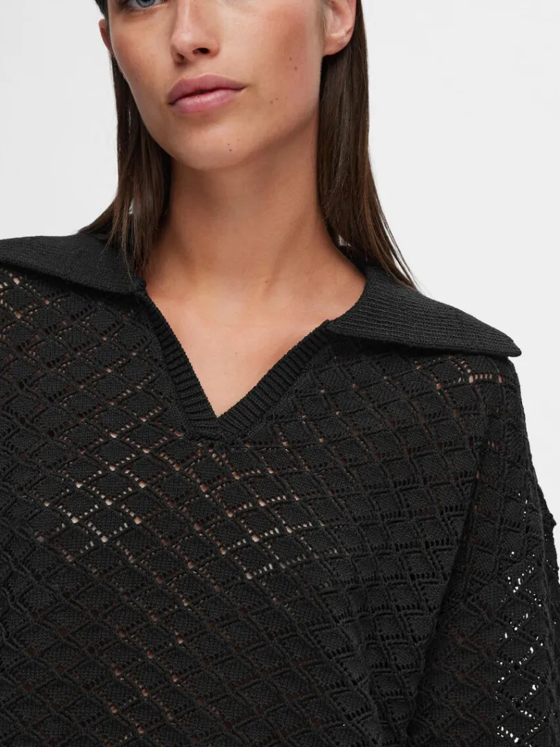 langrmet_strikket_top_3-9.webp Toppe Og Bluser | Strik>SELECTED LANGÆRMET STRIKKET TOP Black