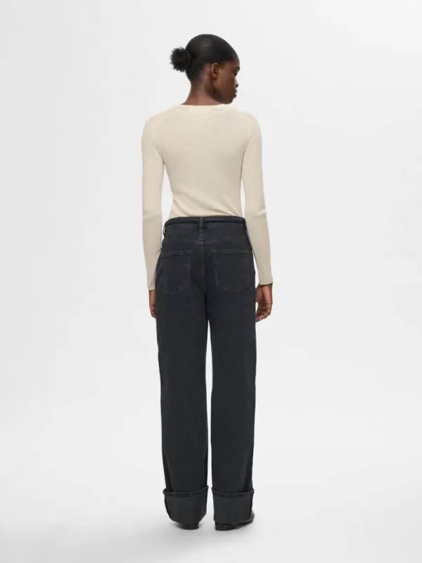 Strik>SELECTED LANGÆRMET STRIKKET TOP Beige