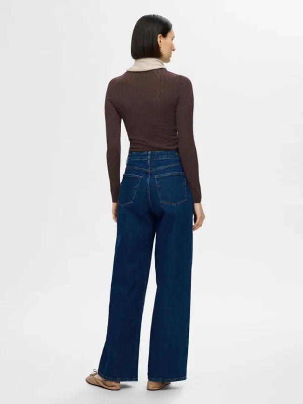 Strik>SELECTED LANGÆRMET STRIKKET TOP Brown