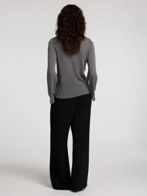 Strik>SELECTED LANGÆRMET STRIKKET TOP Grey