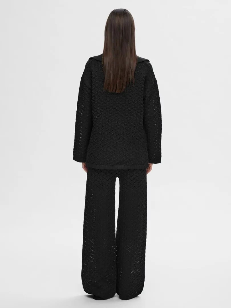 langrmet_strikket_top_4-9.webp Toppe Og Bluser | Strik>SELECTED LANGÆRMET STRIKKET TOP Black