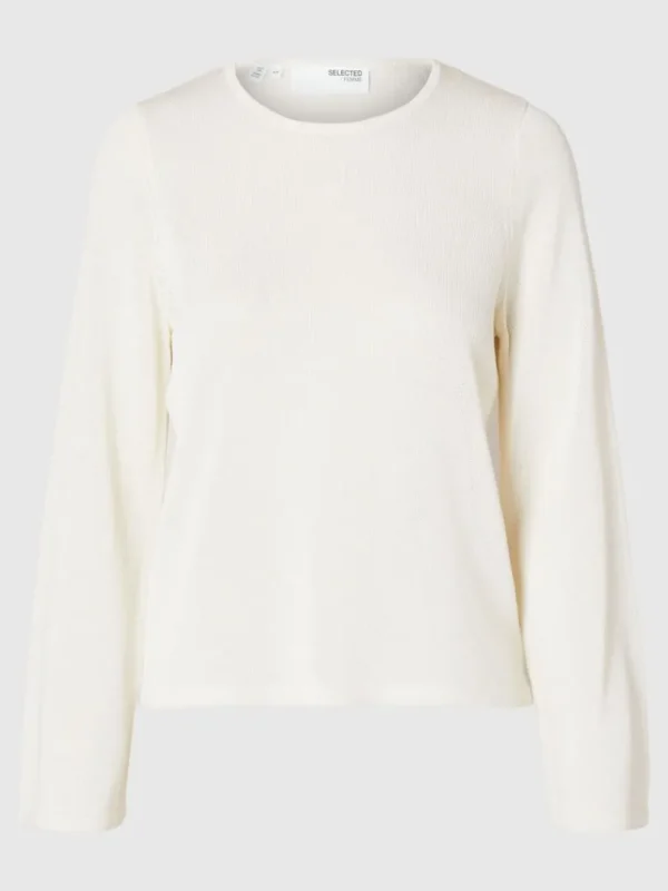 Strik>SELECTED LANGÆRMET STRIKKET TOP Beige