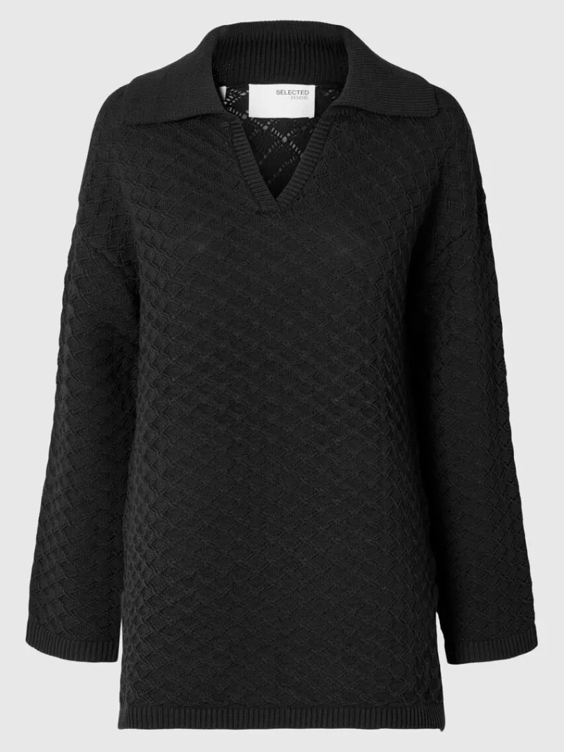 langrmet_strikket_top_5-9.webp Toppe Og Bluser | Strik>SELECTED LANGÆRMET STRIKKET TOP Black