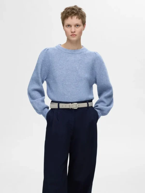 Strik>SELECTED LANGÆRMET STRIKTRØJE Blue