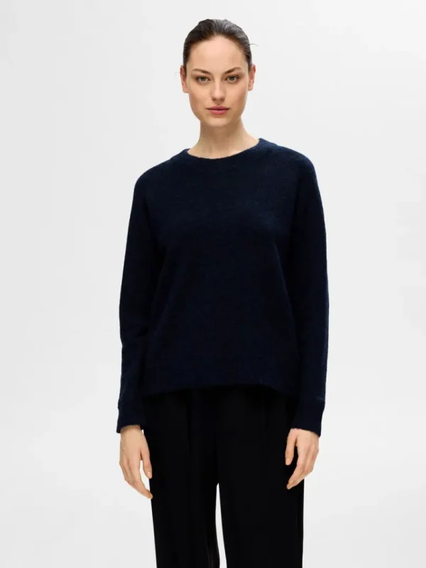 Strik>SELECTED LANGÆRMET STRIKTRØJE Blue