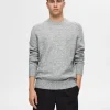 Strik>SELECTED LANGÆRMET STRIKTRØJE Grey