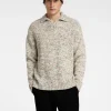 Strik>SELECTED LANGÆRMET STRIKTRØJE Beige