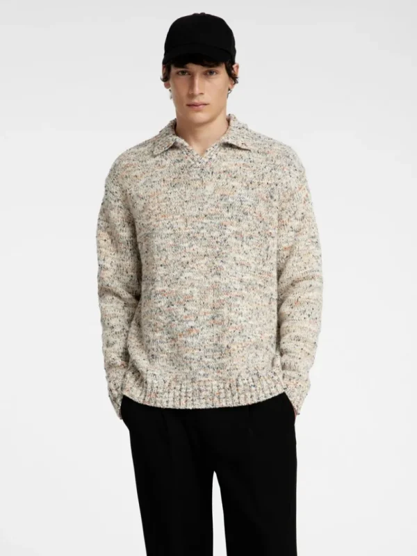 Strik>SELECTED LANGÆRMET STRIKTRØJE Beige
